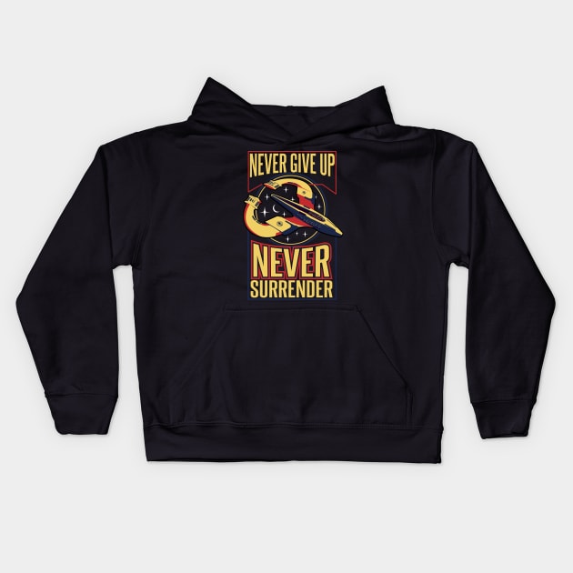 NSEA Protector Never Give Up Never Surrender v2 Kids Hoodie by Meta Cortex